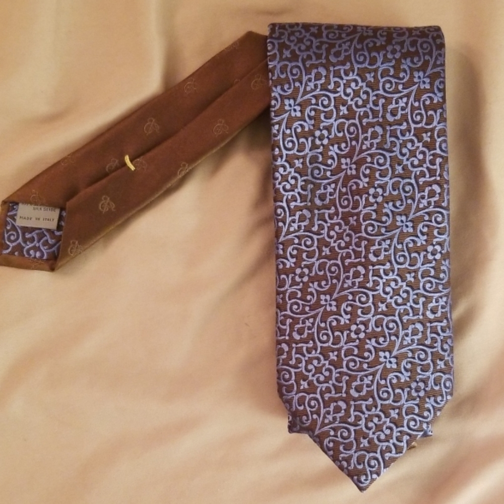 Canali exclusive mens silk tie - brown and blue